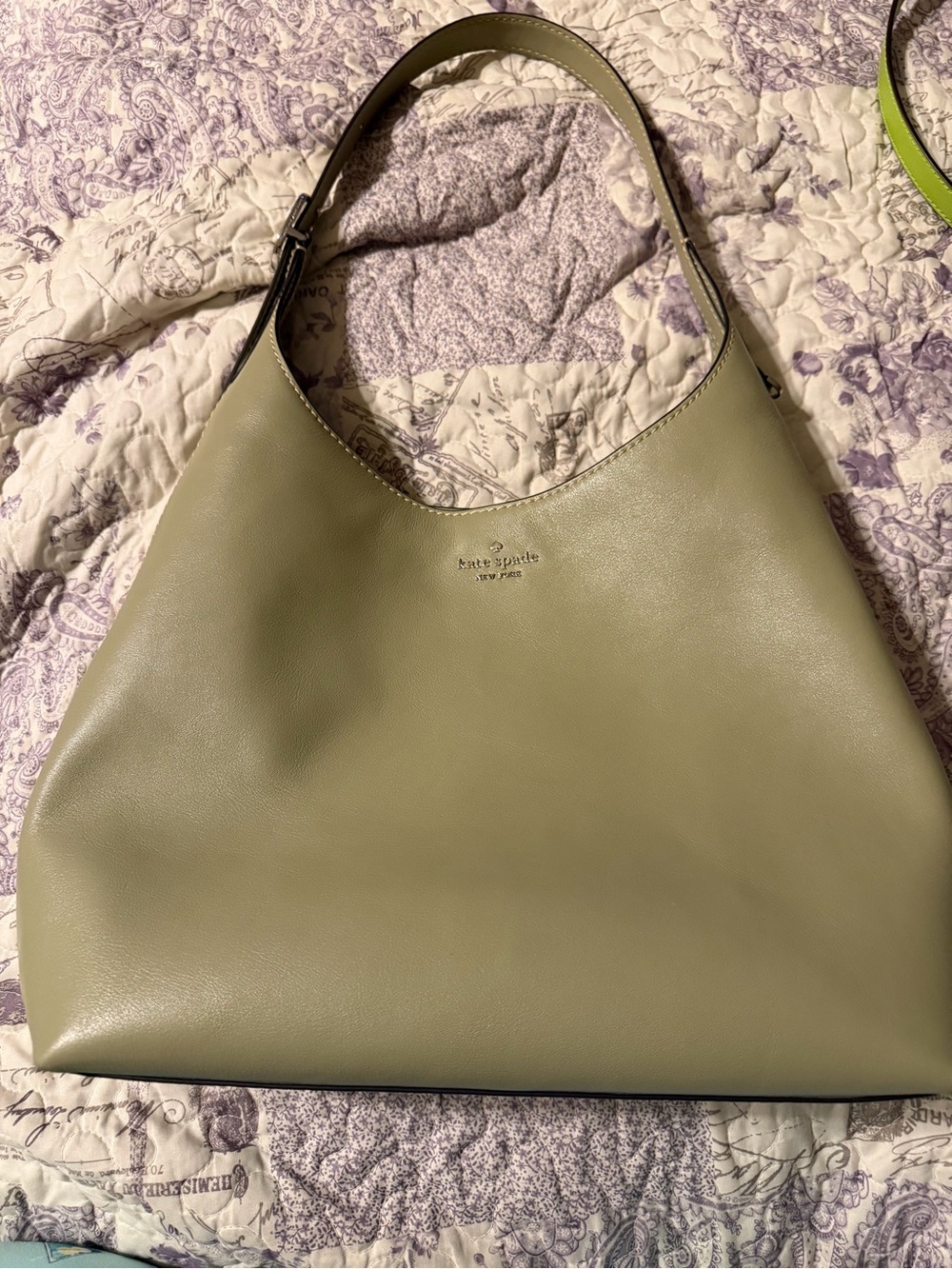 kate spade olive leather shoulder hobo bag